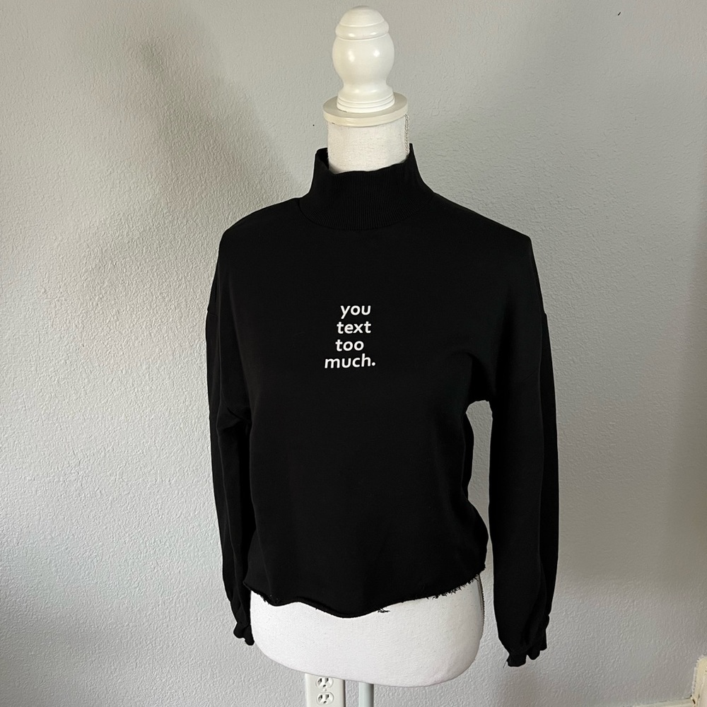Zara Trafaluc You Text Too Much Cropped Turtleneck Long Sleeve Top